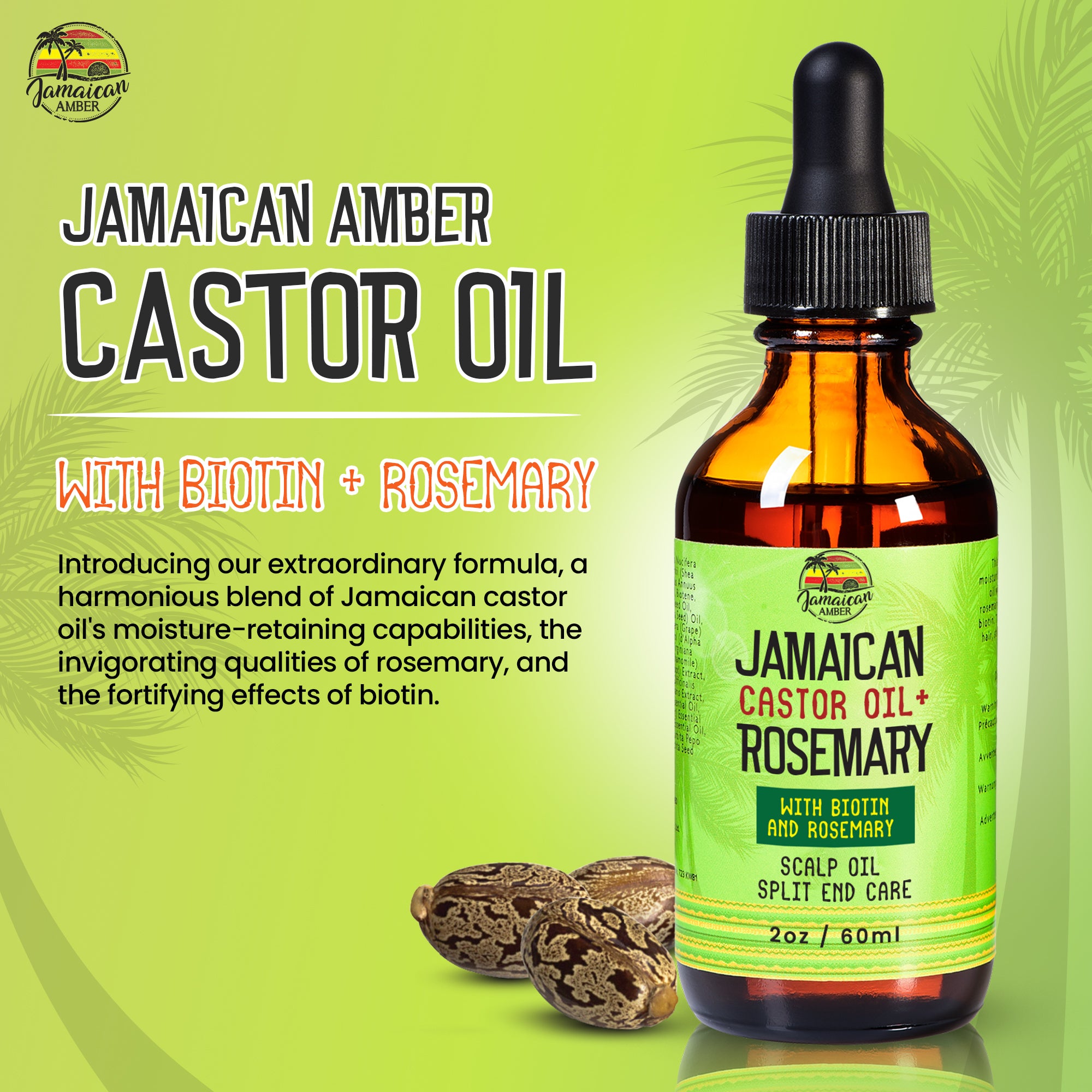 Jamaican Amber Jamaican Castor Oil + Rosemary Serum With Biotin 60ml