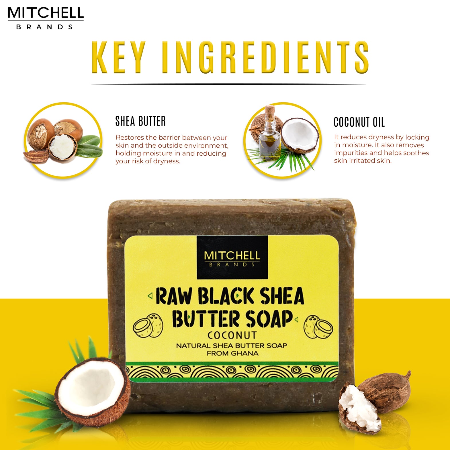 Raw Black Shea Butter Soap With Coconut 170g