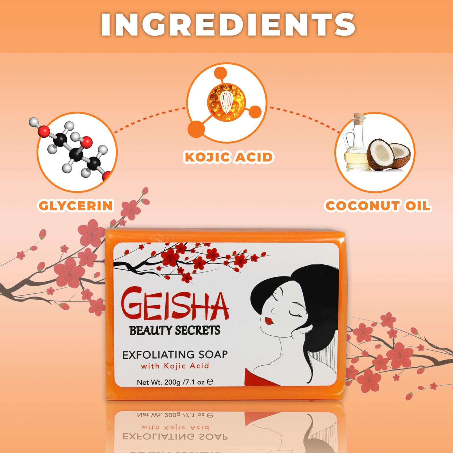 Geisha Beauty Secrets Exfoliating Soap with Kojic Acid 200g
