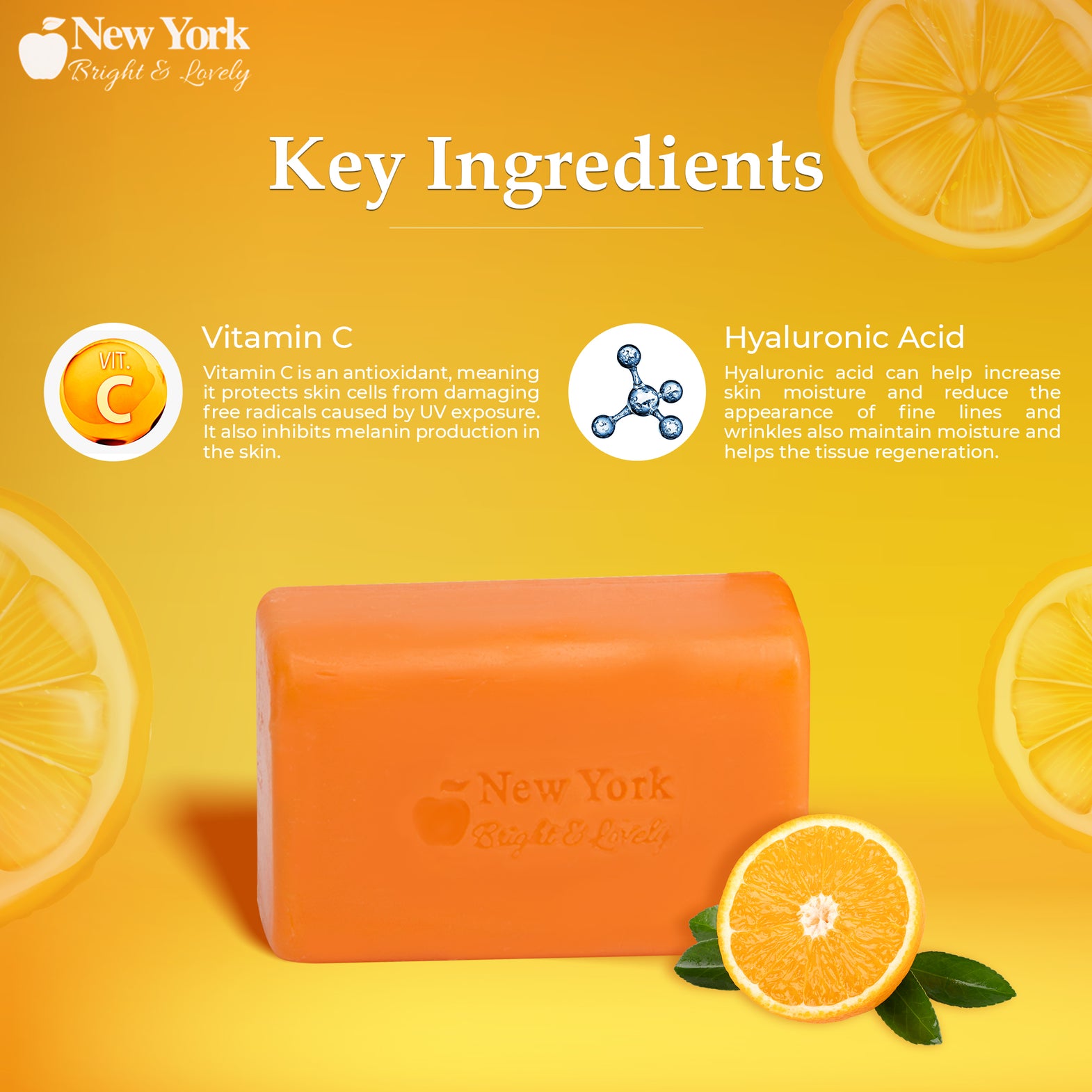 New York Bright & Lovely Lightening Soap With Vitamin C + Hyaluronic Acid 200g