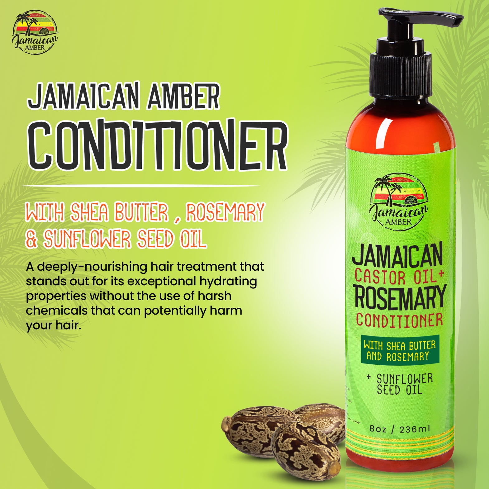 Jamaican Amber Jamaican Castor Oil + Rosemary Hair Conditioner With Shea Butter 236ml