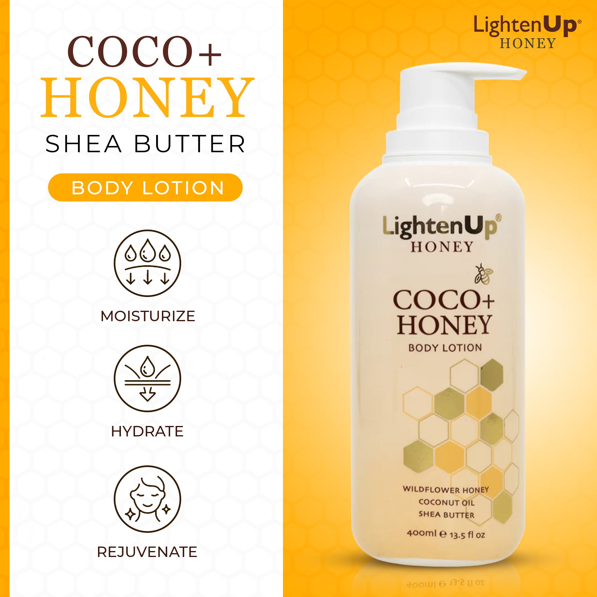 LightenUp Honey Coco + Honey Body Lotion 400ml