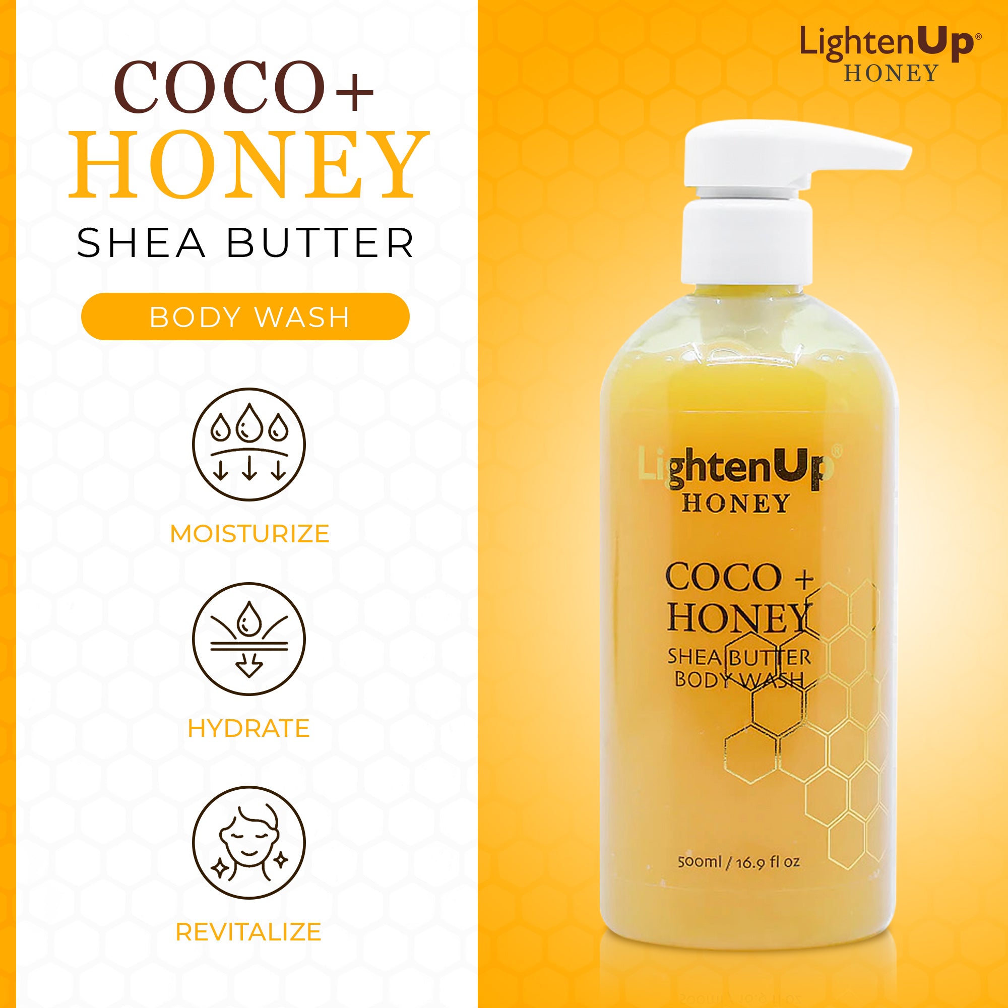 LightenUp Honey Coco + Honey Shea Butter Shower Gel 500ml