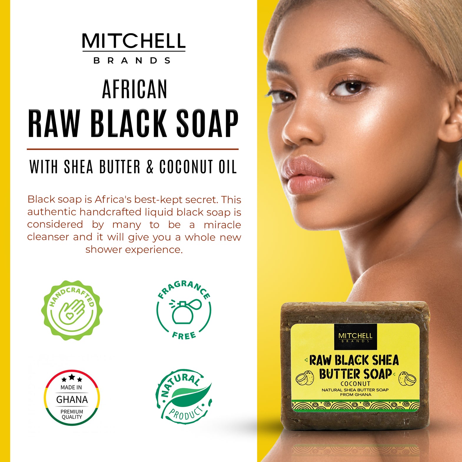 Raw Black Shea Butter Soap With Coconut 170g