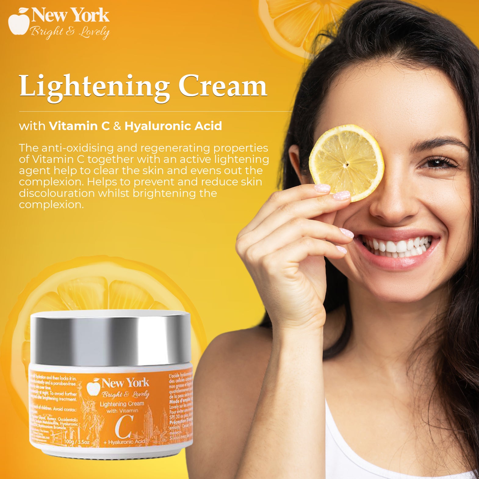 New York Bright & Lovely Lightening Cream With Vitamin C + Hyaluronic Acid 100ml
