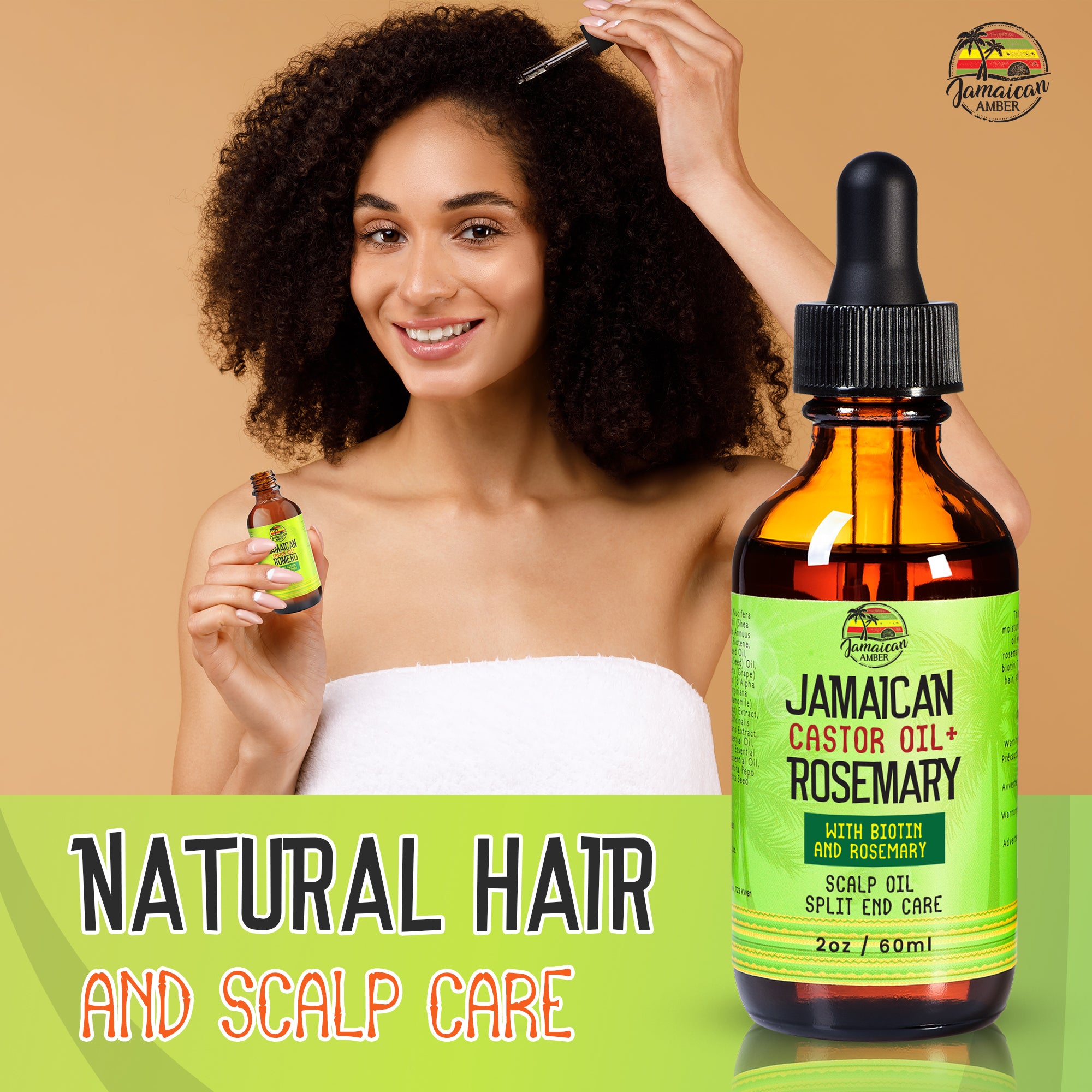 Jamaican Amber Jamaican Castor Oil & Rosemary Hair Oil  2 oz/60 ml