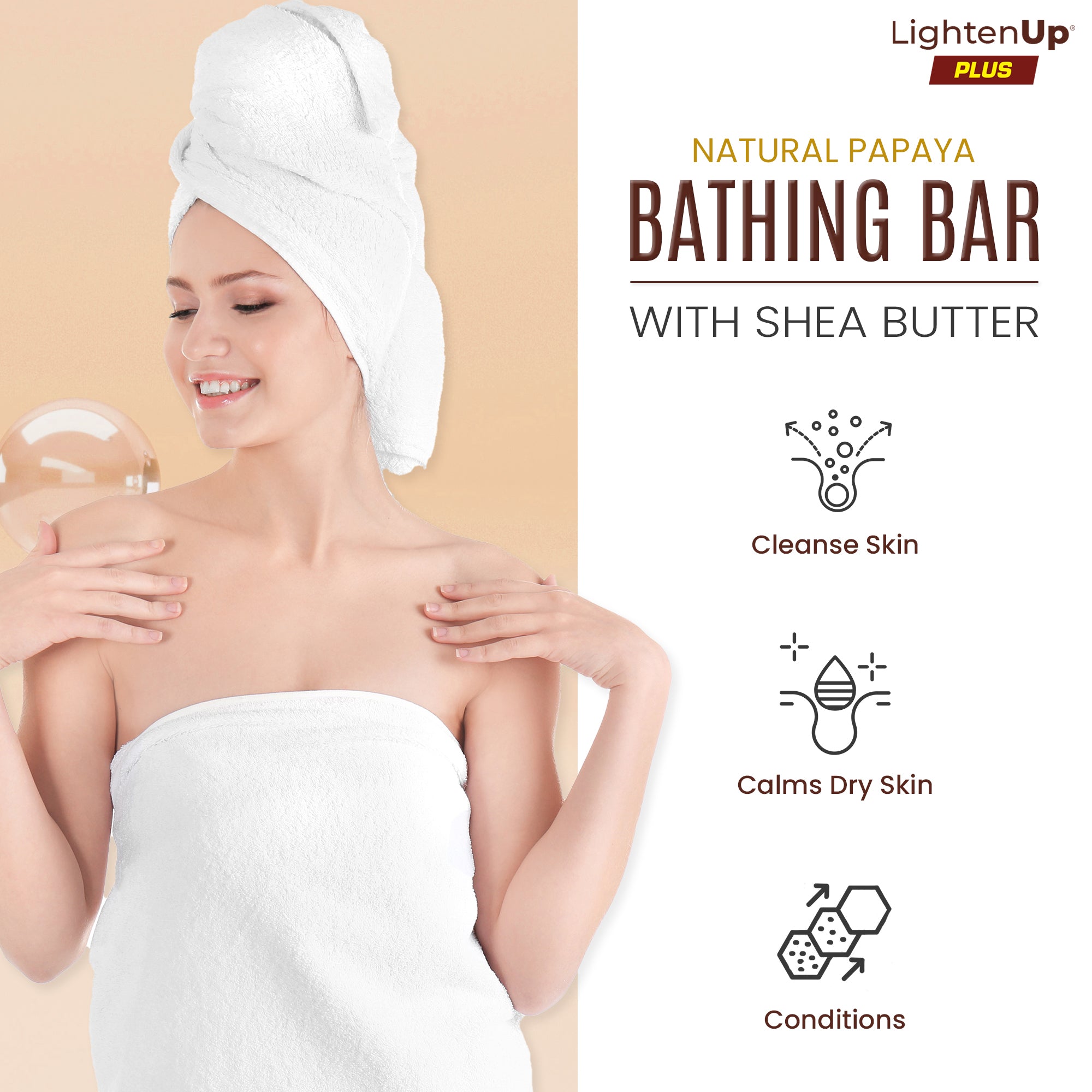 LightenUp Plus Glycerin Bathing Bar with 4% Shea Butter & Papaya Fruit Extract