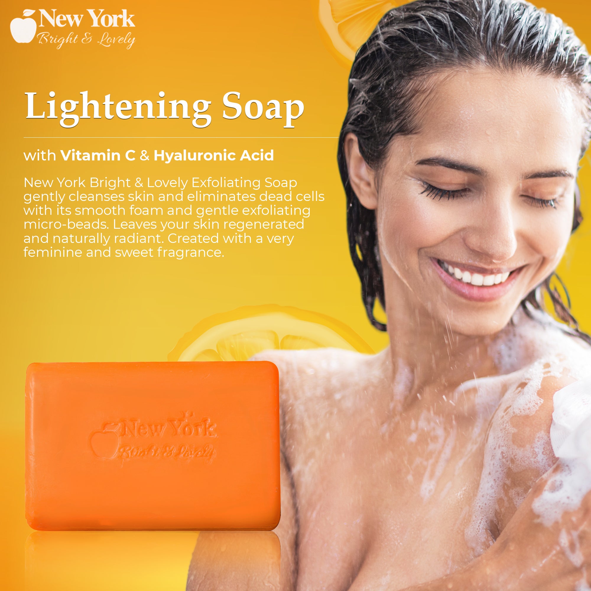 New York Bright & Lovely Lightening Soap With Vitamin C + Hyaluronic Acid 200g