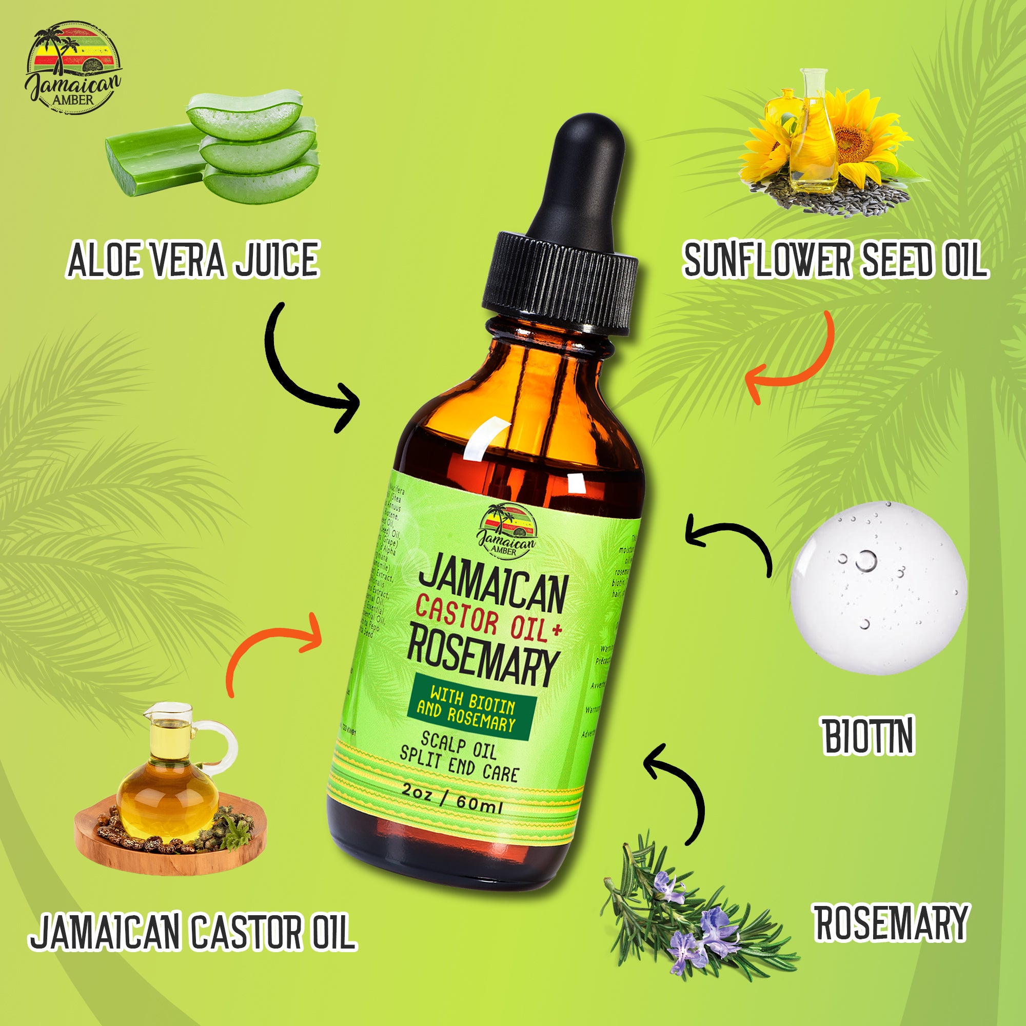 Jamaican Amber Jamaican Castor Oil + Rosemary Serum With Biotin 60ml