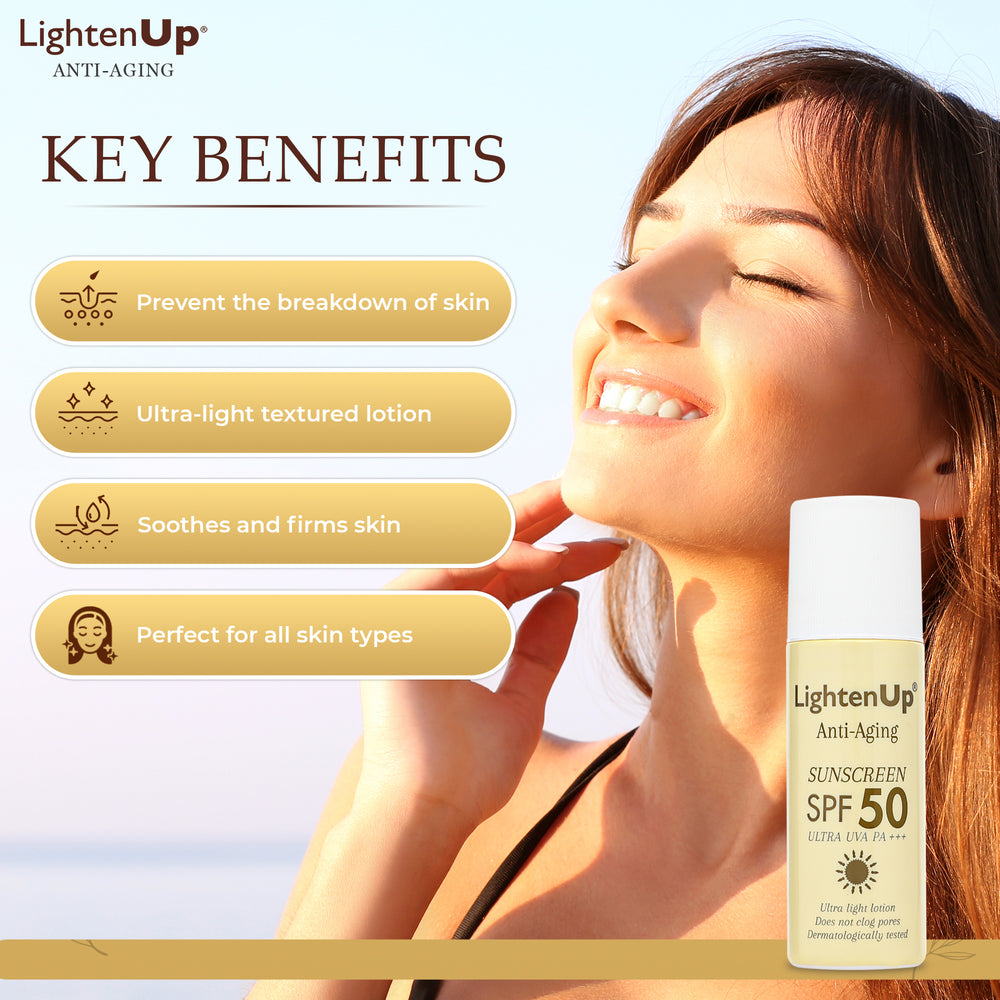 
                      
                        LightenUp Anti-Aging Sunscreen SPF-50 ULTRA UVA PA++ (Roll On) 90ml
                      
                    