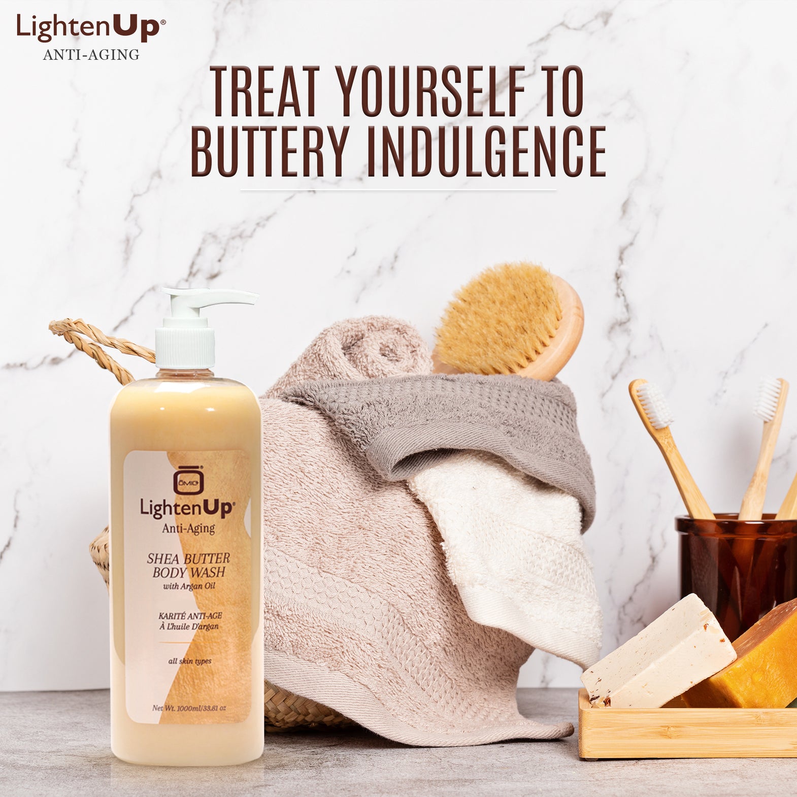 LightenUp Anti-Aging Shea Butter Shower Gel With Argan Oil 1000ml