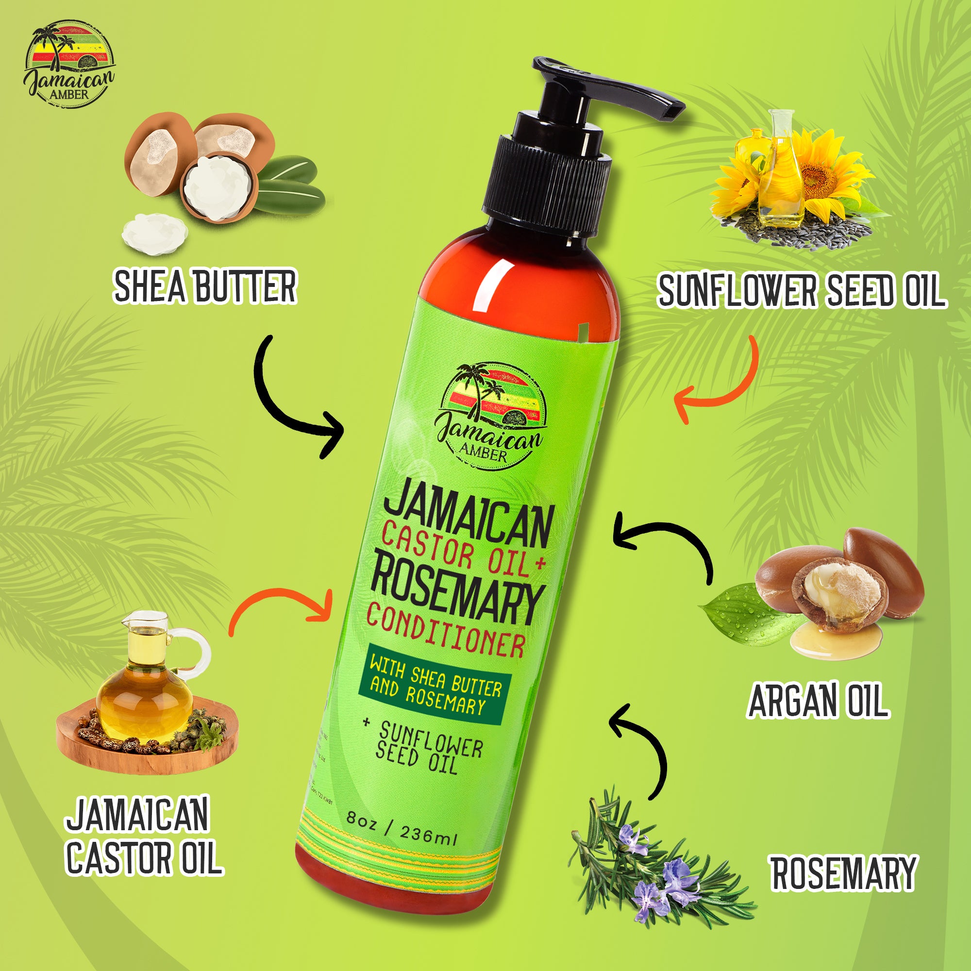 Jamaican Amber Jamaican Castor Oil + Rosemary Hair Conditioner With Shea Butter 236ml