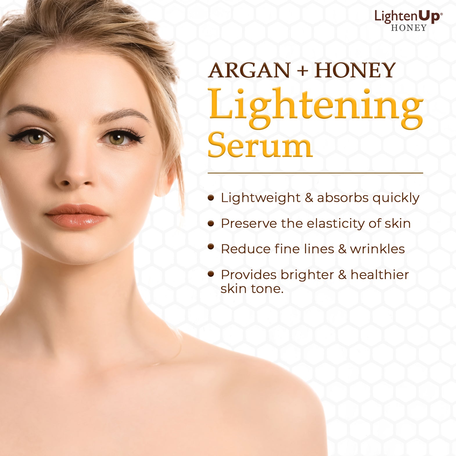 LightenUp Honey Argan + Honey Lightening Face Serum 30ml