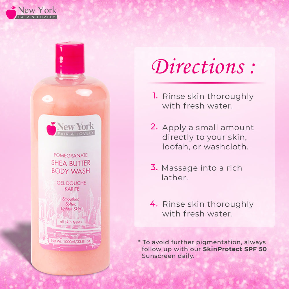 
                      
                        New York Fair & Lovely Lightening Pomegranate Shea Butter Shower Gel 1000ml
                      
                    