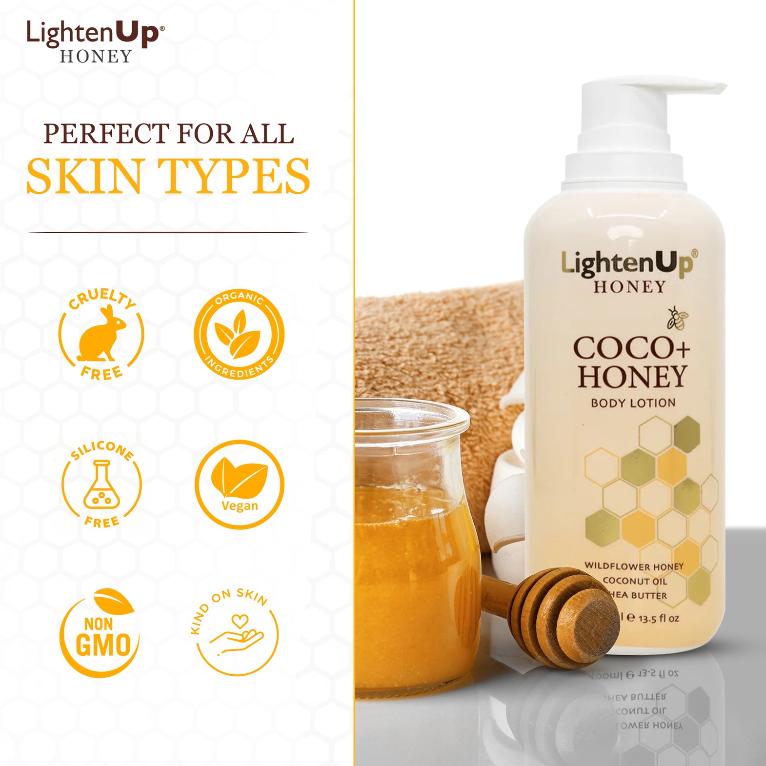 LightenUp Honey Coco + Honey Body Lotion 400ml
