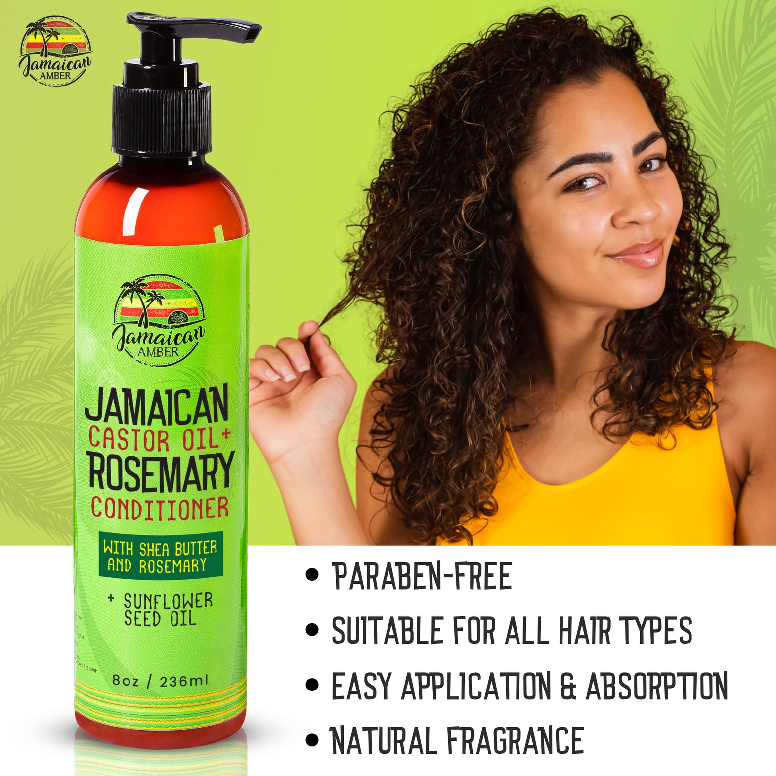 Jamaican Amber Jamaican Castor Oil + Rosemary Hair Conditioner With Shea Butter 236ml