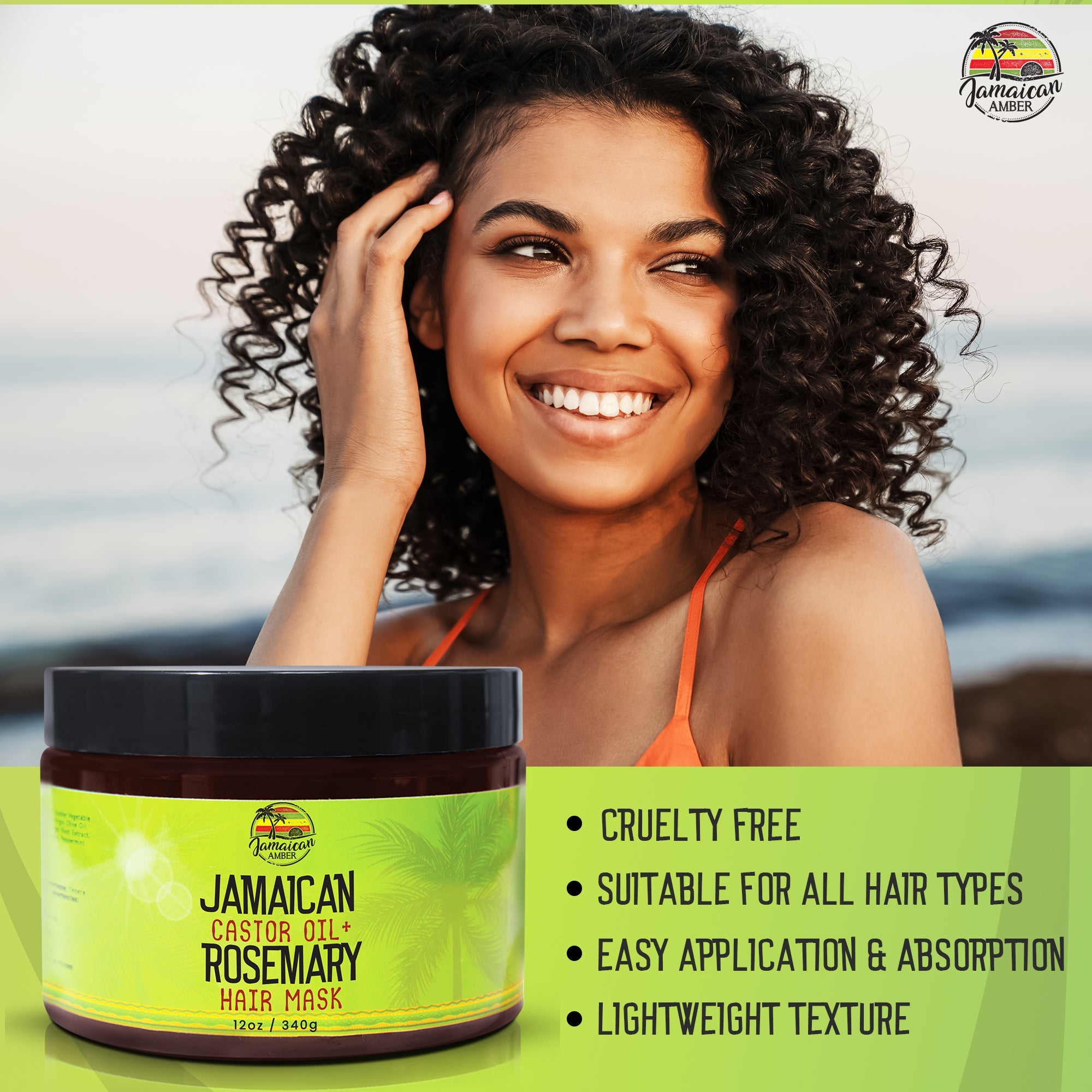 Jamaican Amber Jamaican  Castor Oil & Rosemary Hair Mask 12 oz/354 ml