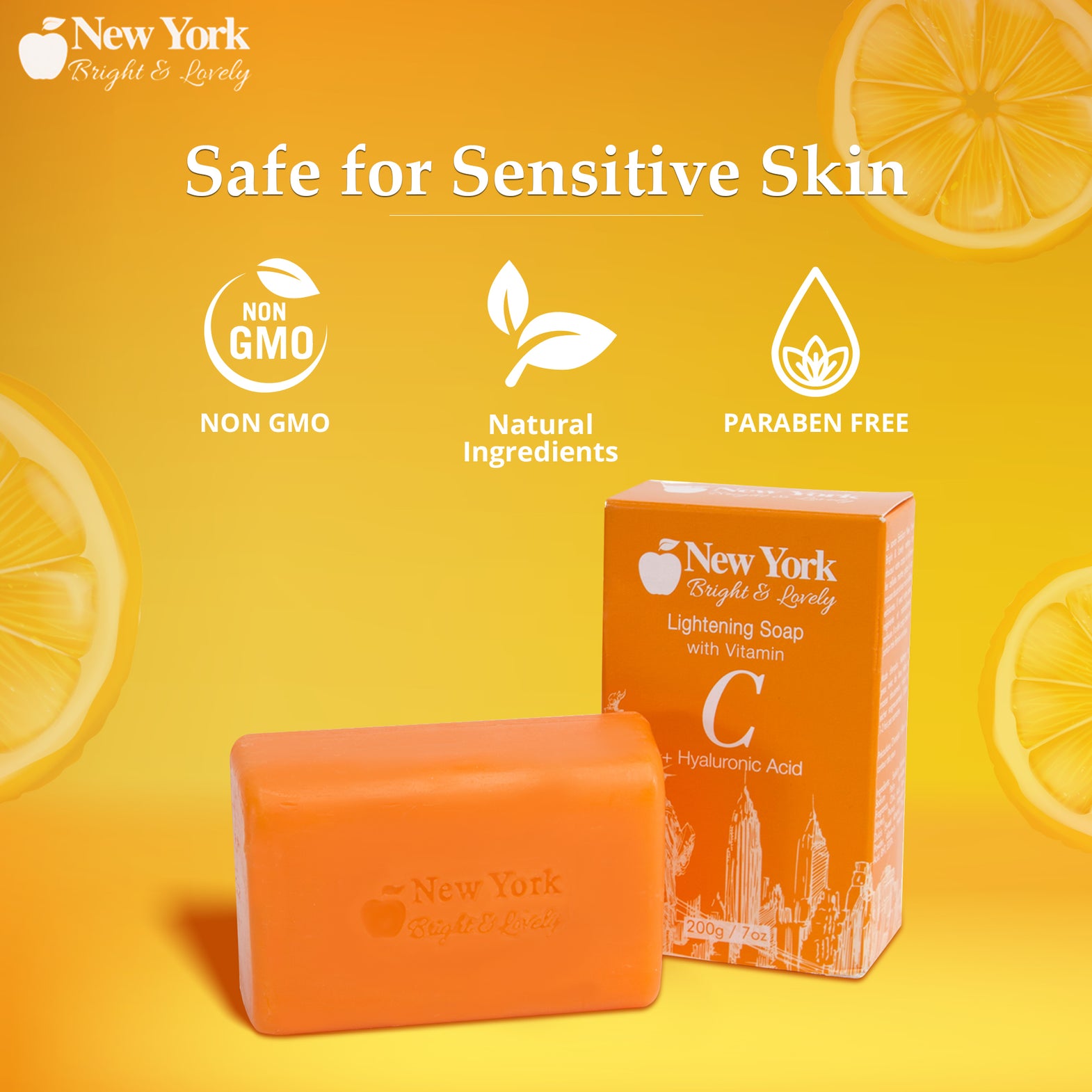 New York Bright & Lovely Lightening Soap With Vitamin C + Hyaluronic Acid 200g