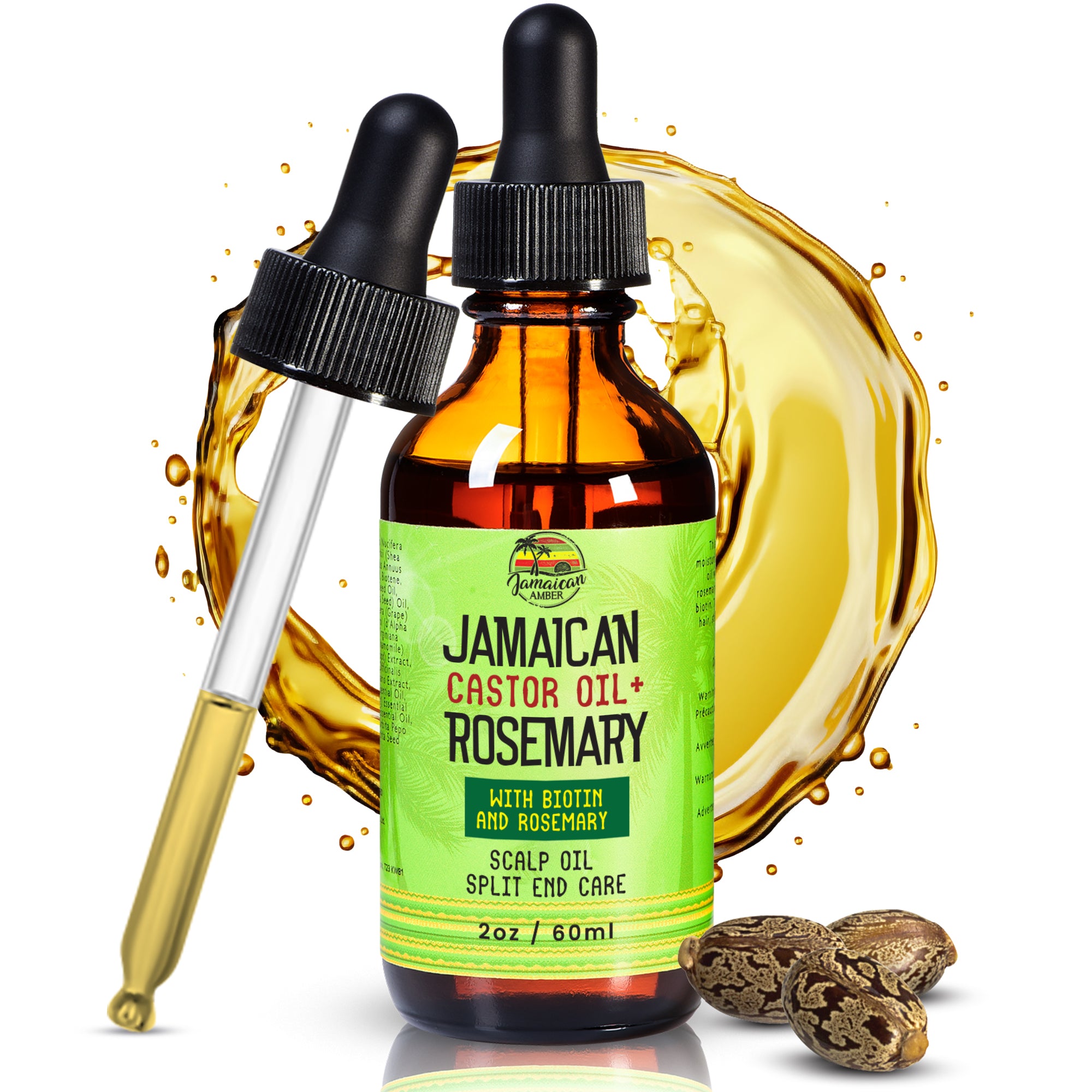 Jamaican Amber Jamaican Castor Oil & Rosemary Hair Oil  2 oz/60 ml